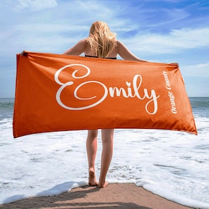 Personalized Beach Towel Personalized Name Bath Towel Birthday Vacation Gift Beach Towel With Name Outside Custom Pool Towel Scripty Style