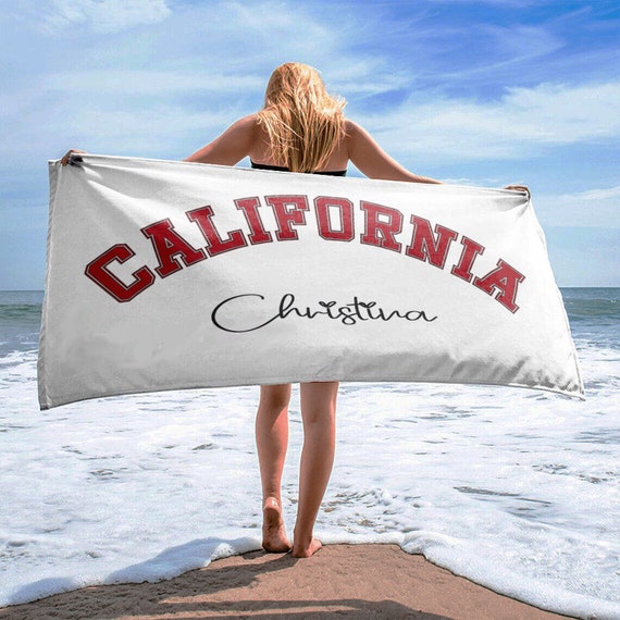 Custom Name Beach Towel, Personalized Travel Gift