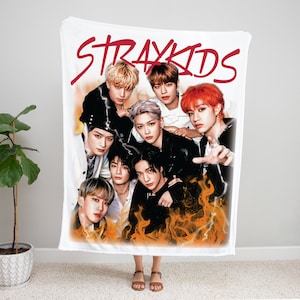 Stray Kids Blanket - Personalized Blanket- Kpop Merch Gift For her or him - Skz Custom Photo Blanket, Custom Gift for Stray kids KPop Fans,