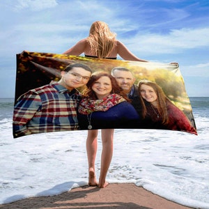 Custom Picture Beach Towel, Personalized Photo Towel,  Birthday gift, Anniversary photo, Team logo Company , Photo Beach Towel Gift
