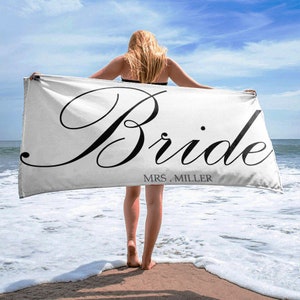 Bride towel  Personalized Beach Towels , Honeymoon Gift, His and Hers Gift,  Mr or Mrs Beac Towel, Wedding Gifts Towel, gift,