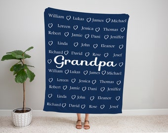 Grandma & Grandpa Blanket, Personalized Family Name Blanket, Birthday Christmas Gift, Fleece, Custom Name Blanket, Sherpa, Minky Blanket