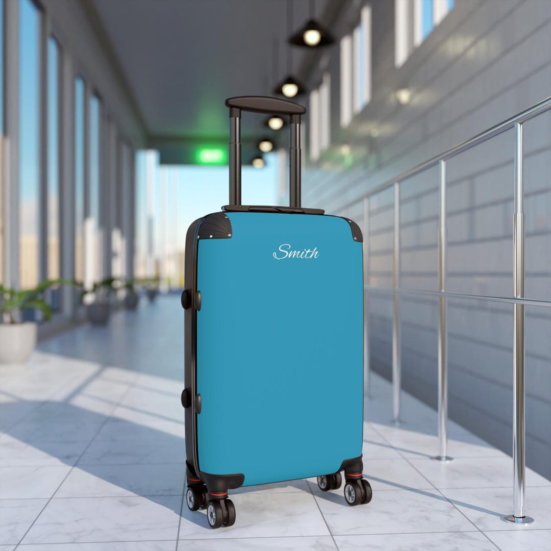 Monogram Suitcase Personalized Turquoise Monogram Script Suitcase, Work, School, Vacation ...