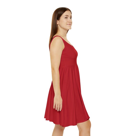 open lace back dress Elowin Statement Sleeve Skater Midi Dress Red  Girl In Mind