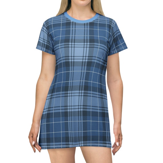 T shirt Dress Women Blue Flannel Dress Blue Plaid Dress Christmas Gift Christmas Dress Cute Dress Dress for Her Gift for Her wear Etsy