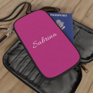 Cartera para Pasaporte, Personalizada, Rosa, Cartera de Viaje, Funda Personalizada,Organizador de Viaje para Pasaportes,
