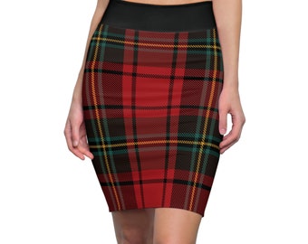 Women's Red Plaid Skirt, Red Flannel Skirt Gift for her, Christmas Skirt Gift,Women's Birthday gift,Holiday outfit,Women's Pencil Skirt,gift