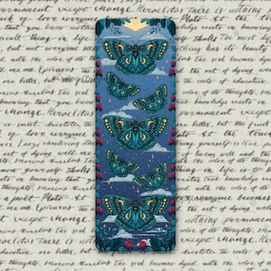 Moonlit Moth bookmark | Cute | Aesthetic | Animal | Decal | Kawaii | Cottagecore | Stationery | Butterfly | Bookish | Bookworm | Reading |