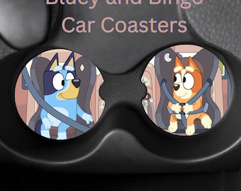 Bluey and Bingo Car Coasters, car accessories, car seat accessories
