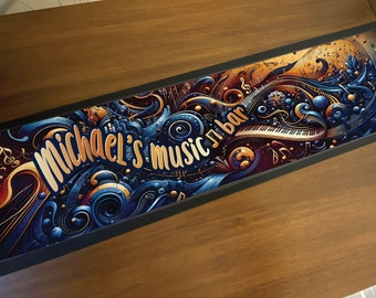 Custom Personalised Music Bar Runner | Rubber Backed Mat | Add Your Name | Printed in Australia