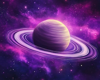 Purple Planet Tumbler Wrap | Saturn Galaxy Design | Space Sublimation Wrap for 20oz Tumblers | Cosmic Purple Nebula Art
