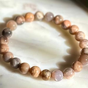 Black Moonstone Natural Crystal Gemstone Beaded Bracelet - 8mm