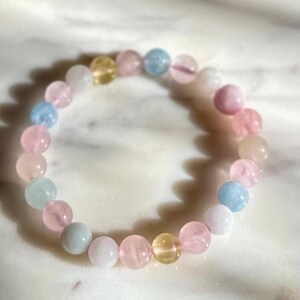 Bransoletka z koralików z naturalnego kryształu Morganite - 8 mm