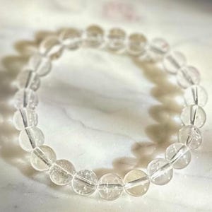 Clear Quartz Natural Crystal Gemstone Beaded Bracelet - 8mm