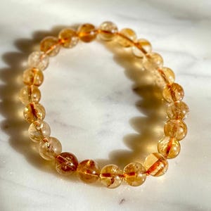 Citrine Natural Crystal Gemstone Beaded Bracelet - 8mm
