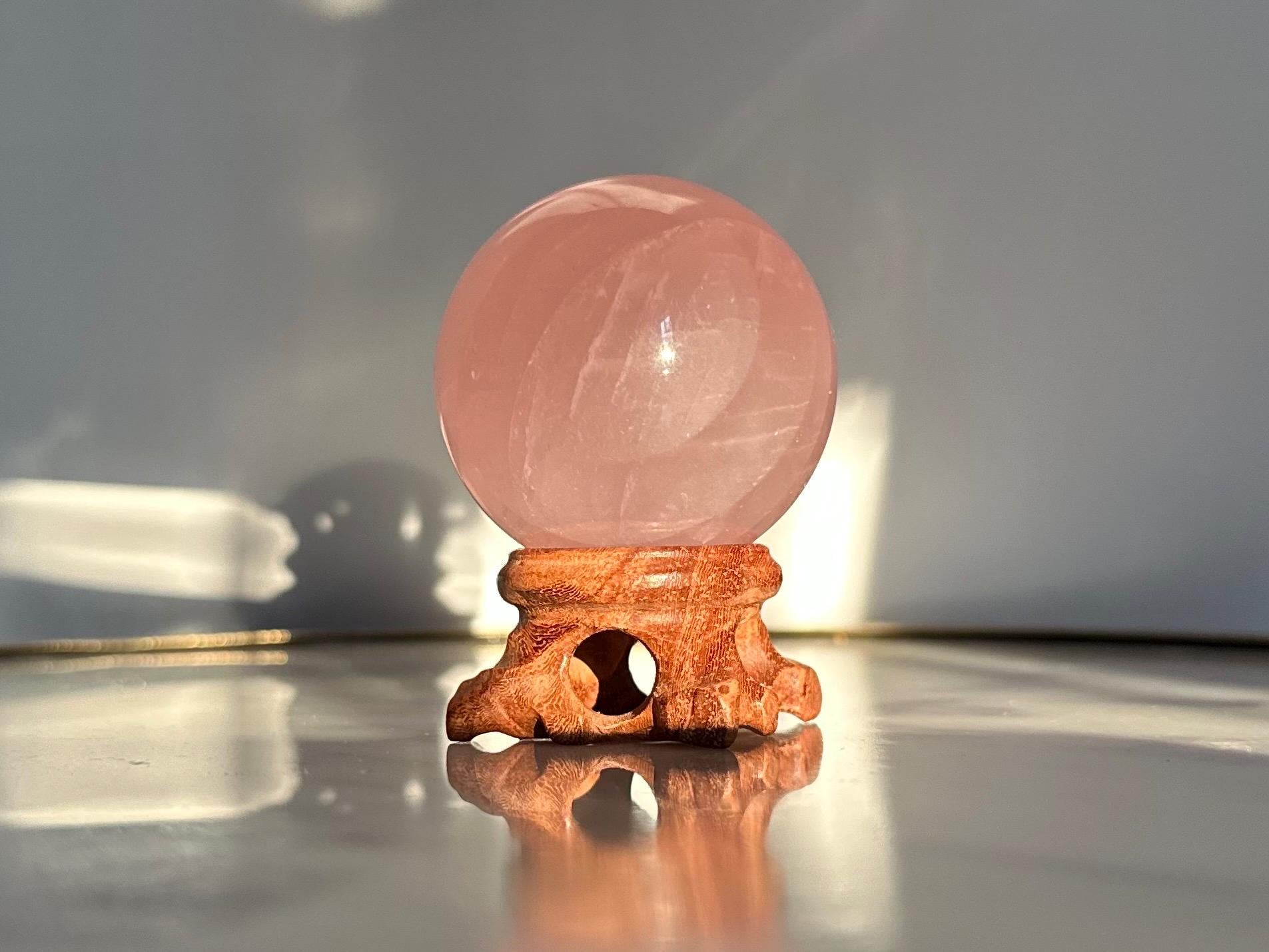 天然石　スター　ローズクォーツ　スフィア 高品質]セリサイトインスターローズクォーツ丸玉/スフィア（球体