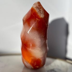 Carnelian Flame Crystal Gemstone Carving HUGE With Druzy