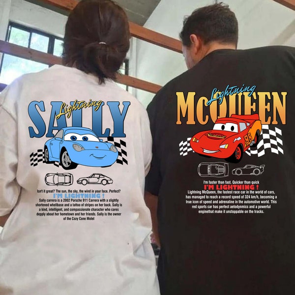 Cars Matching Comfort colors shirt, McQueen T-Shirt Oversized Washed Shirt, Disney Cars Sweatshirt hoodie,Lightning Mcqueen and Sally Couple
