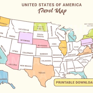 Ausmalkarte USA, USA Reisekarte, Amerika Karte, USA Druckbare Karte, Amerika Färbung Karte, Amerika Verkaufskarte