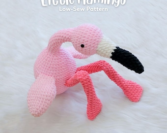 Little Flamingo Crochet Pattern, Low-Sew Amigurumi (PDF Pattern)