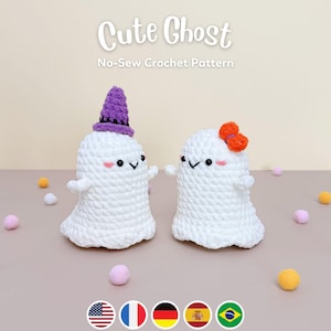 Cute Ghost Plushies Crochet Pattern Bundle, Amigurumi PDF File Tutorial Pattern English Deutsch Français Español Português