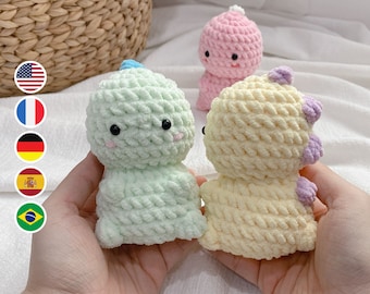 No Sew Little Dinosaur Crochet Pattern, Amigurumi PDF File Easy Beginner Tutorial English Deutsch Français Español Português Velvet Plushie