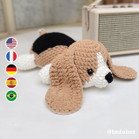 かぎ針編みパターン ビーグル犬、あみぐるみ子犬、ぬいぐるみ かぎ針編みパターン ビーグル犬、あみぐるみ子犬、ぬいぐるみ