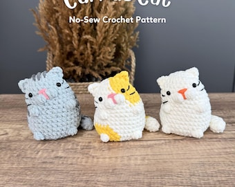 No-Sew 3in1 Curious Cat Crochet Pattern Bundle, Beginner Amigurumi Plushie Tutorial (PDF)