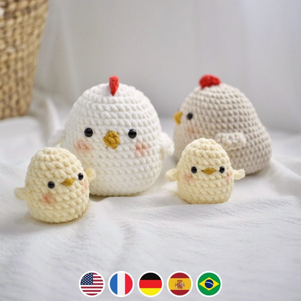Potato Chicken Crochet Pattern, Plushie Amigurumi PDF File Tutorial in English Deutsch Français Español Português