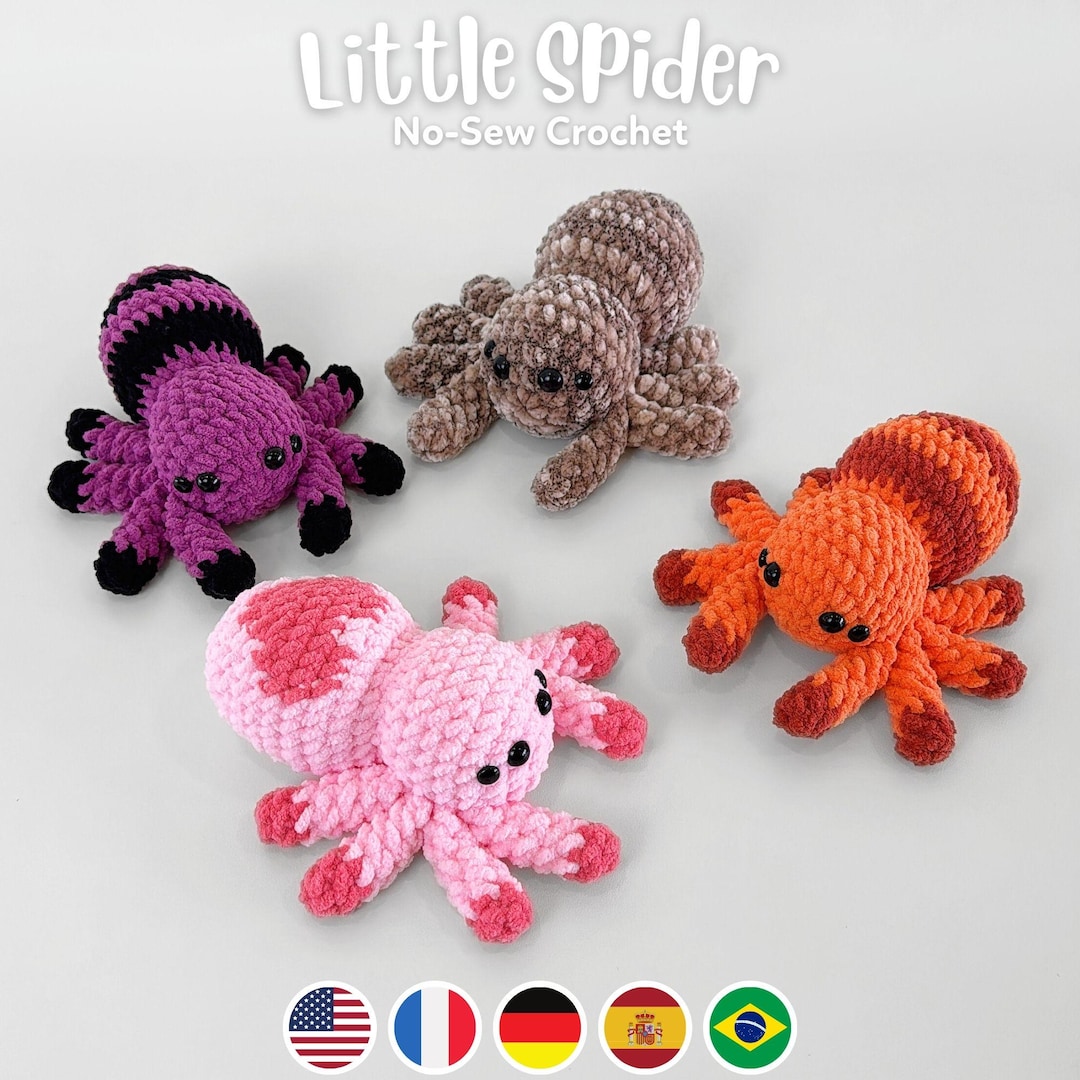 No-sew 3in1 Spider Plushies Crochet Pattern Bundle, Amigurumi PDF File Tutorial Pattern En