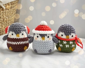 Christmas Penguin Crochet Pattern, Plushie Amigurumi PDF File Tutorial in English Deutsch Français Español Português