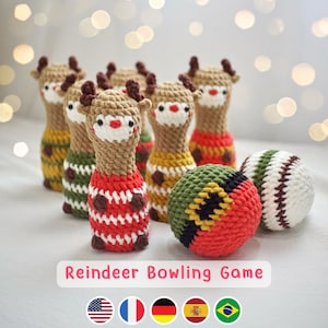 No Sew Bowling Reindeer Crochet Pattern, Plushie Amigurumi PDF File Tutorial in English Deutsch Français Español Português