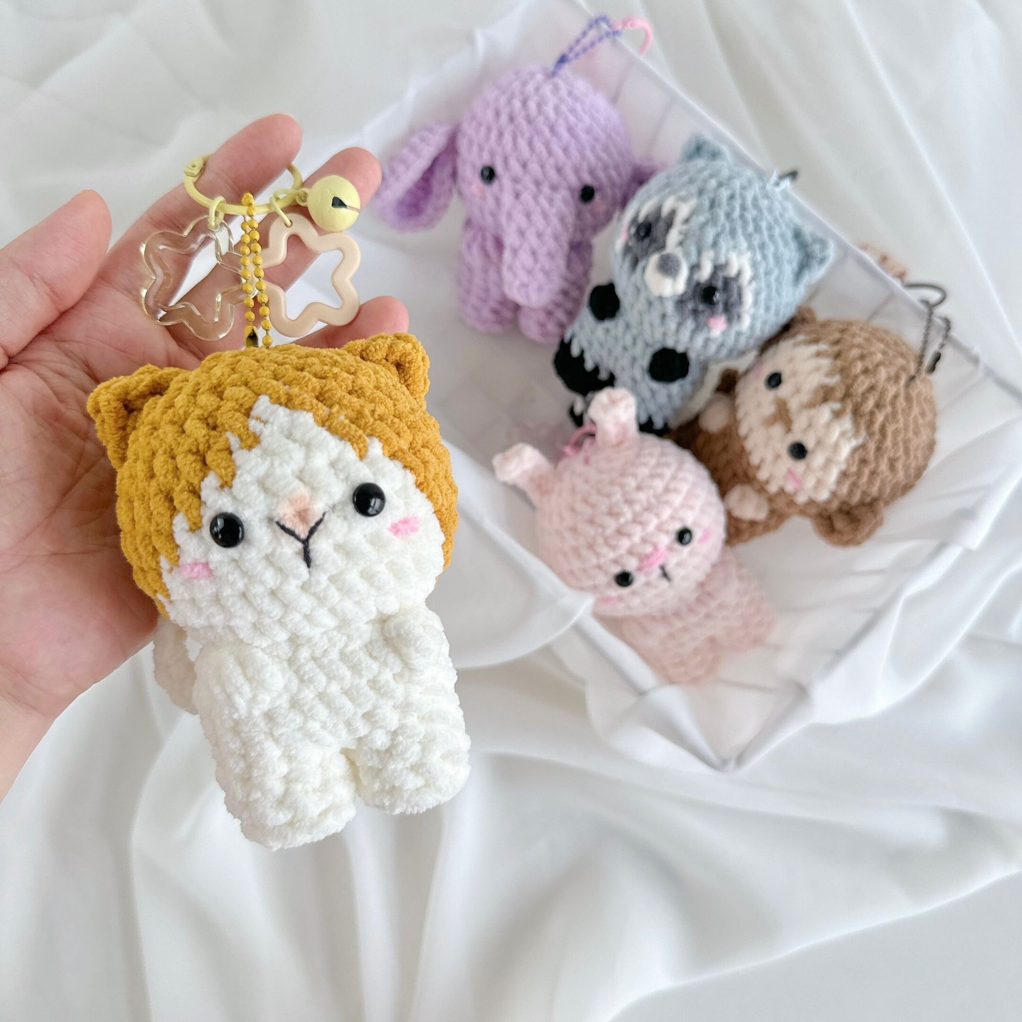 縫わない 10in1 動物キーホルダーかぎ針編みパターンバンドル