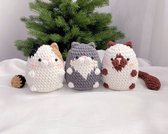 No-sew 3in1 Chubby Cat Crochet Pattern Bundle, Plushie Amigurumi (PDF Tutorial)