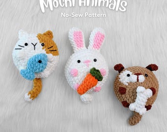 Mochi Animal Crochet Pattern Bundle, Cat Dog Bunny Amigurumi (PDF Pattern)