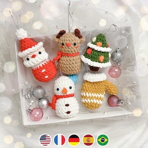 Christmas Ornaments Crochet Pattern, Plushie Amigurumi PDF File Tutorial in English Deutsch Français Español Português
