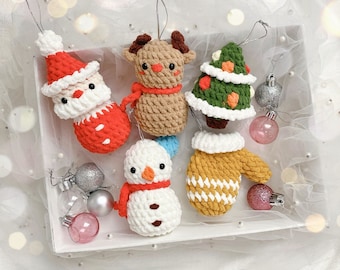 Christmas Ornaments Crochet Pattern, Plushie Amigurumi PDF File Tutorial in English Deutsch Français Español Português