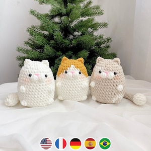 No sew 3in1 Chubby Cat Crochet Pattern Bundle, Plushie Amigurumi PDF File Tutorial in English Deutsch Français Español Português