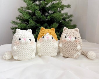 3in1 Chubby Cat Häkelanleitung Bundle, Plushie Amigurumi PDF File Tutorial in English Deutsch Français Español Português