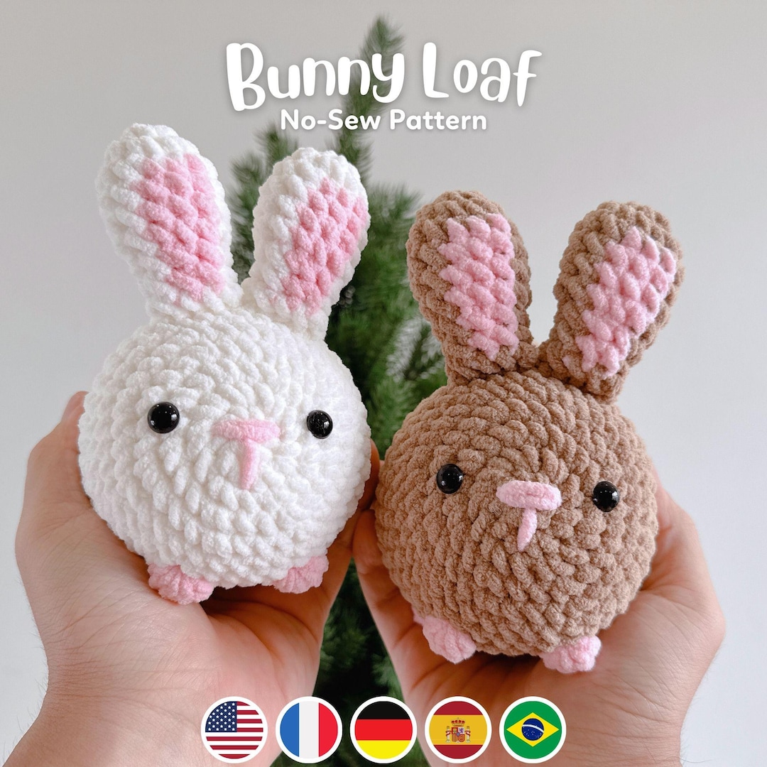 No-sew Bunny Plushies Crochet Pattern, Amigurumi PDF File