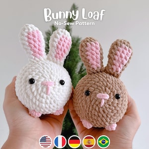 No-sew Bunny Plushies Crochet Pattern, Amigurumi PDF File Tutorial Pattern English Deutsch Français Español Português
