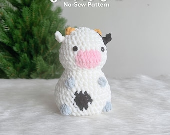 No-Sew Chubby Cow Crochet Pattern, Plushie Amigurumi (PDF File)