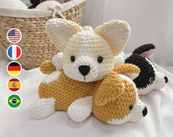 Modèle de crochet Corgi, Chiot chien Amigurumi, Modèle de tutoriel de fichier PDF English Deutsch Français Español Português