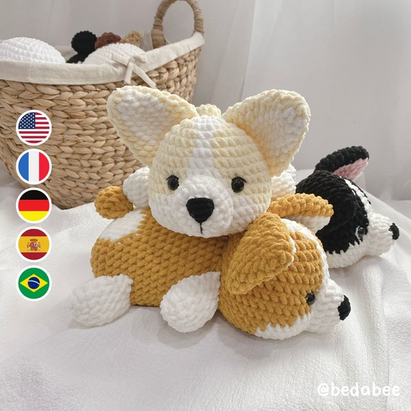 Modèle de crochet Corgi, Chiot chien Amigurumi, Modèle de tutoriel de fichier PDF English Deutsch Français Español Português