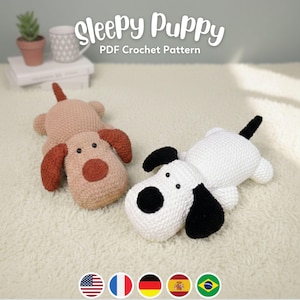 Schläfriger Welpe Hund Häkelanleitung, Amigurumi PDF File Tutorial