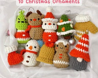 Bundle 10 Christmas Ornaments Crochet Pattern, Plushie Amigurumi PDF File Tutorial in English Deutsch Français Español Português