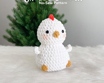 No-Sew Chubby Chicken Crochet Pattern, Plushie Amigurumi (PDF)