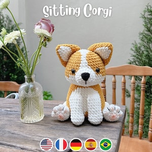 Sitting Corgi Crochet Pattern, Amigurumi Dog Puppy, PDF File Tutorial Pattern English Deutsch Français Español Português