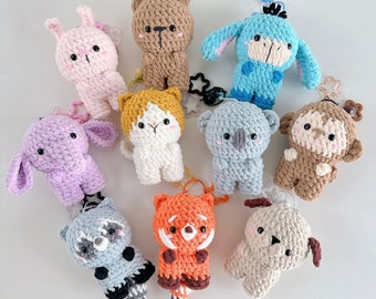 No sew 10in1 Animal Keychain Crochet Pattern Bundle, Plushie Amigurumi PDF File Tutorial in English Deutsch Français Español Português