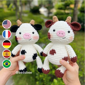 Crochet Pattern Cow, Amigurumi Plush Doll PDF File Instant Download